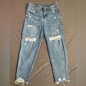 Distressed Blue Jeans